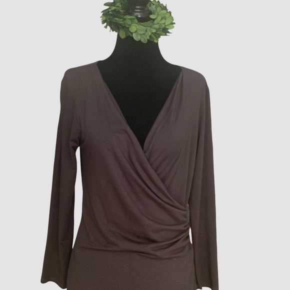 Velvet by Graham and Spencer Plum Grey Front Wrap Jersey Bodycon Sheath Dress M - Picture 5 of 13